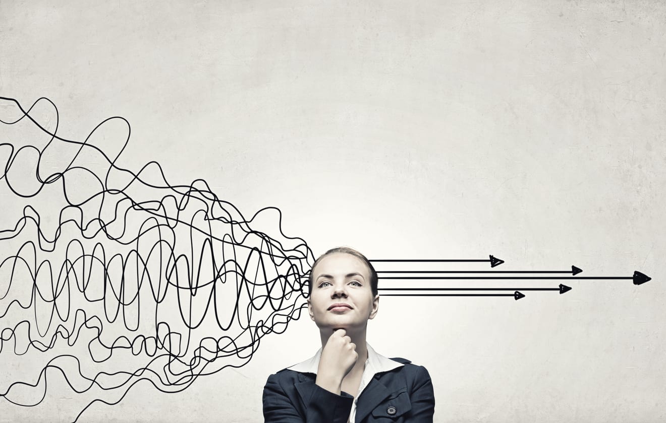 Decision-making therapy: person reflecting and choosing between options